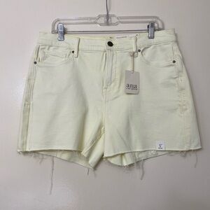 Pale Yellow Denim Boyfriend Shorts